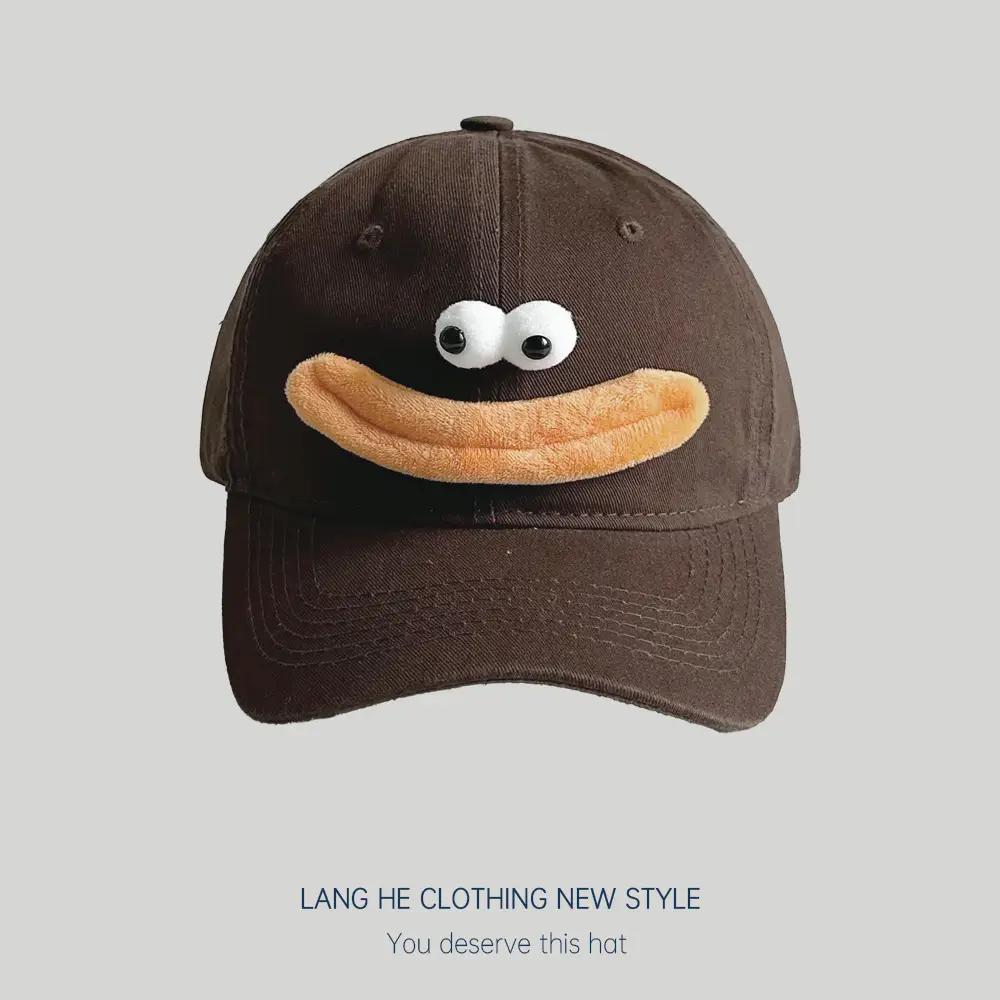 Cute Cartoon Cap for Women Black White Peaked Hat
