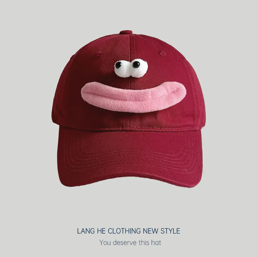 Cute Cartoon Cap for Women Black White Peaked Hat