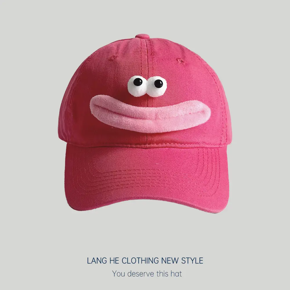 Cute Cartoon Cap for Women Black White Peaked Hat