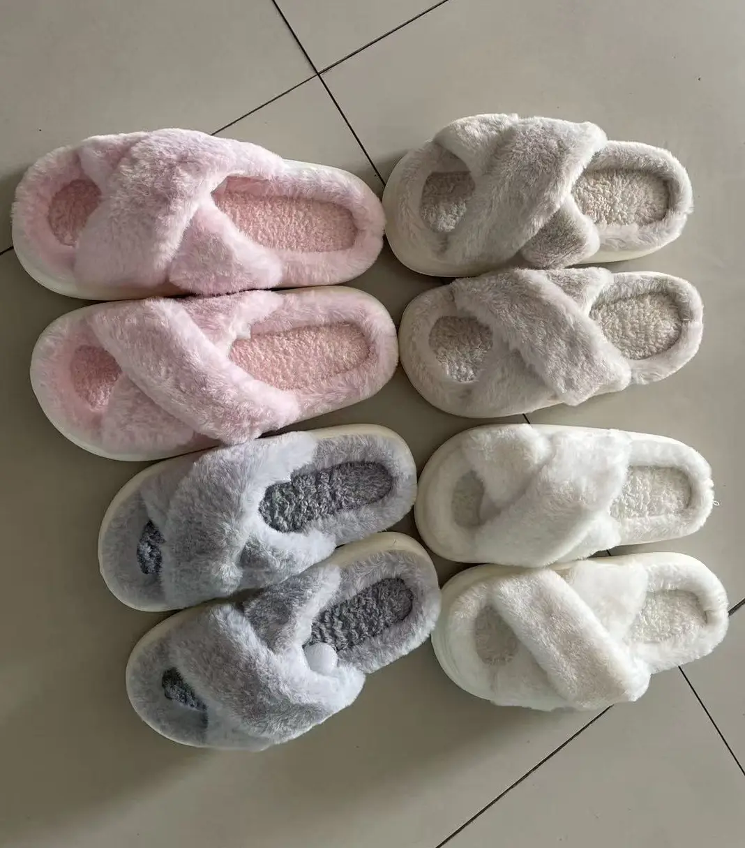 Furry slippers women's autumn and winter wear non-slip indoor thick bottom home furry confinement cotton slippers open winter — feature 1