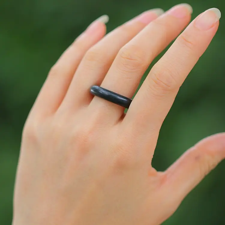 Men's Hetian Jade Ring Black Moyu Ethnic Style - Image 4