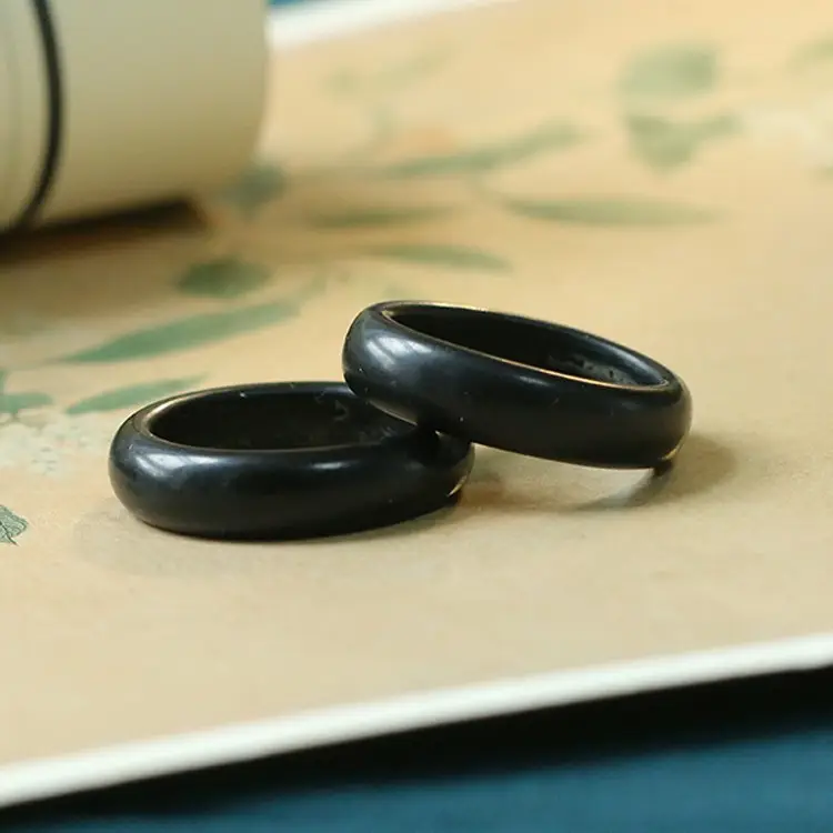 Men's Hetian Jade Ring Black Moyu Ethnic Style - Image 5