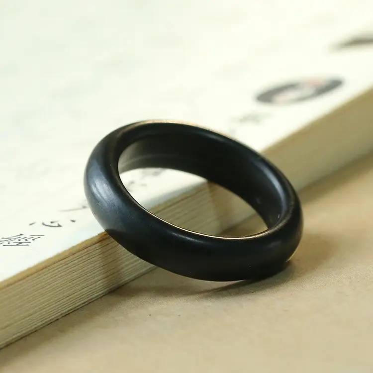 Men's Hetian Jade Ring Black Moyu Ethnic Style - Image 1