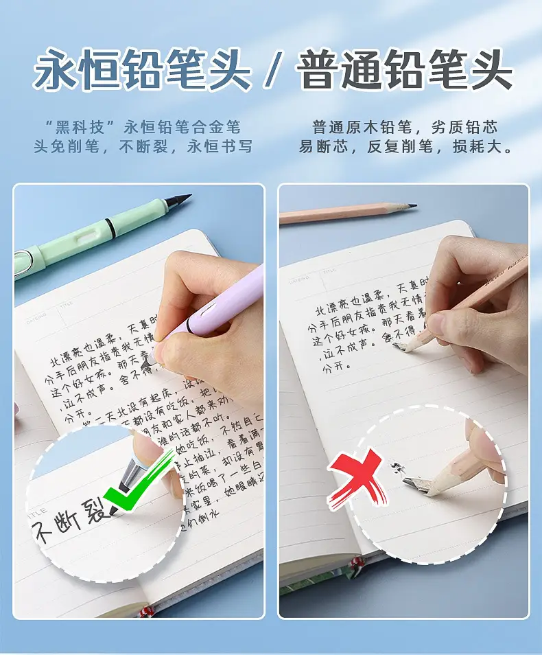Black technology eternal pencil cutting-free not easy to break core pencil macaron color lead pen for elementary school students — feature 7