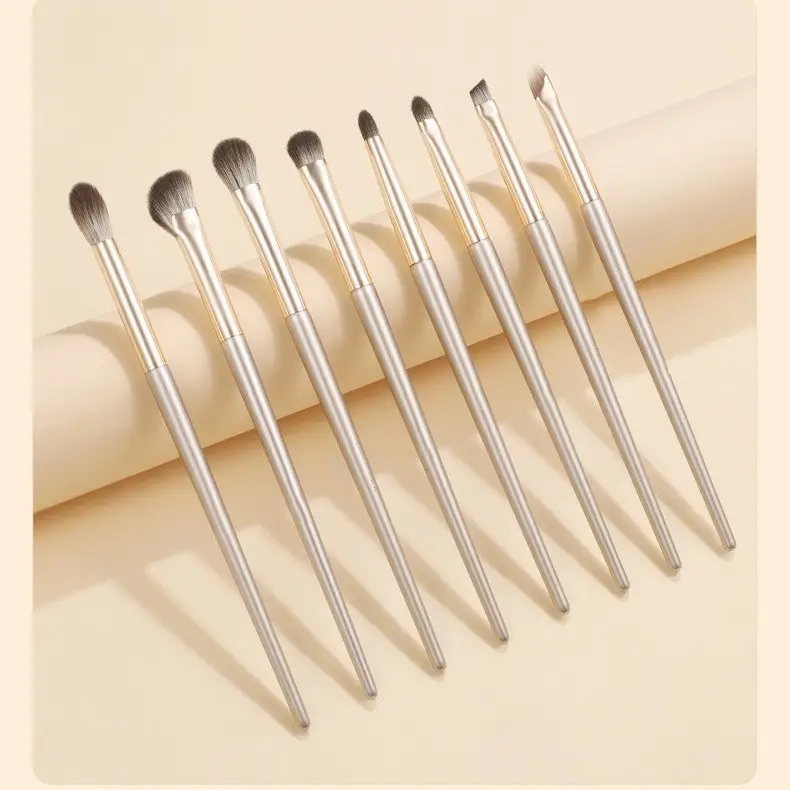 10-Piece Makeup Brush Set with White Leather Bag