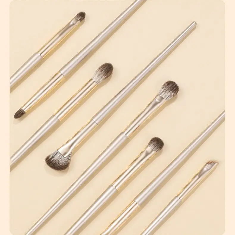 10-Piece Makeup Brush Set with White Leather Bag