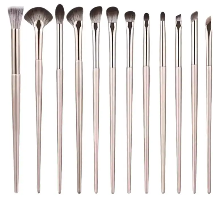 10-Piece Makeup Brush Set with White Leather Bag