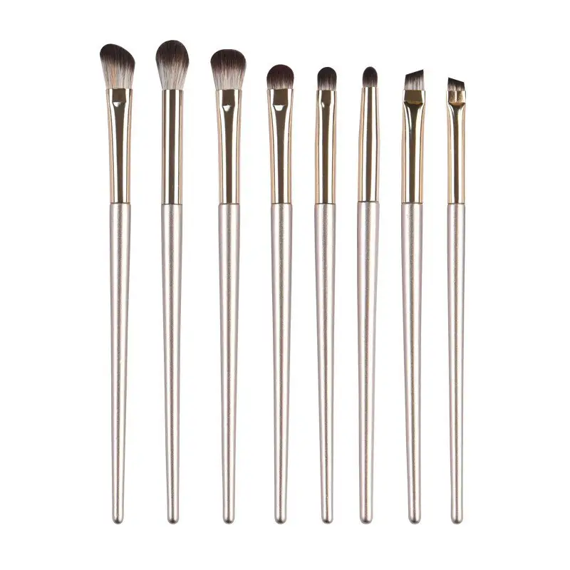 10-Piece Makeup Brush Set with White Leather Bag