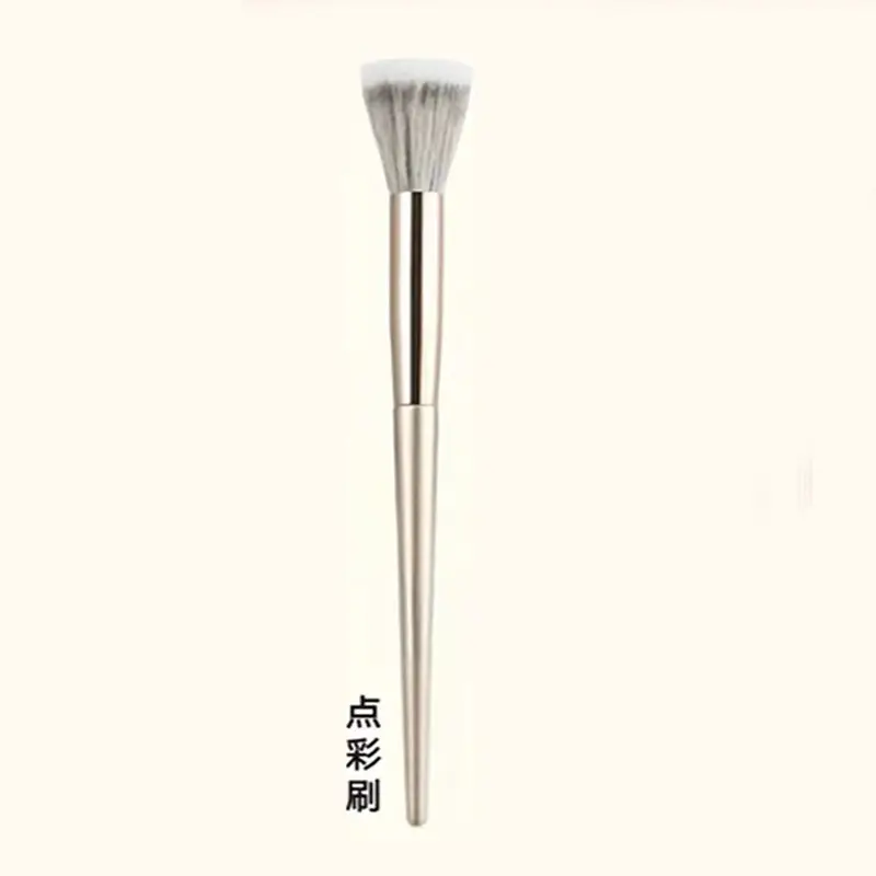10-Piece Makeup Brush Set with White Leather Bag
