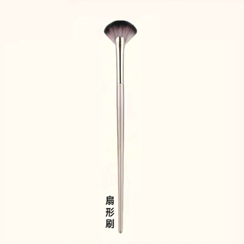 10-Piece Makeup Brush Set with White Leather Bag