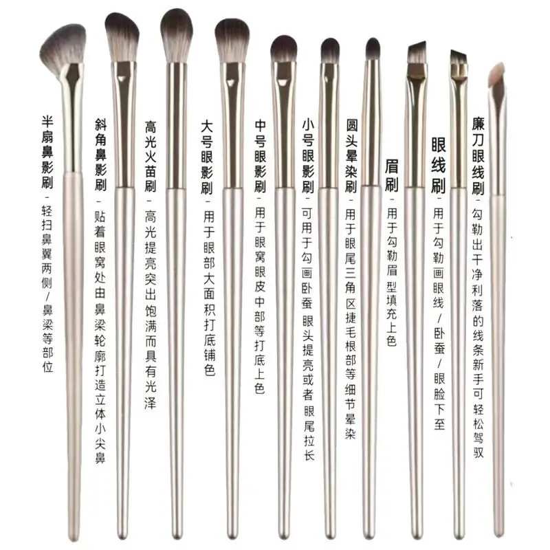 10-Piece Makeup Brush Set with White Leather Bag