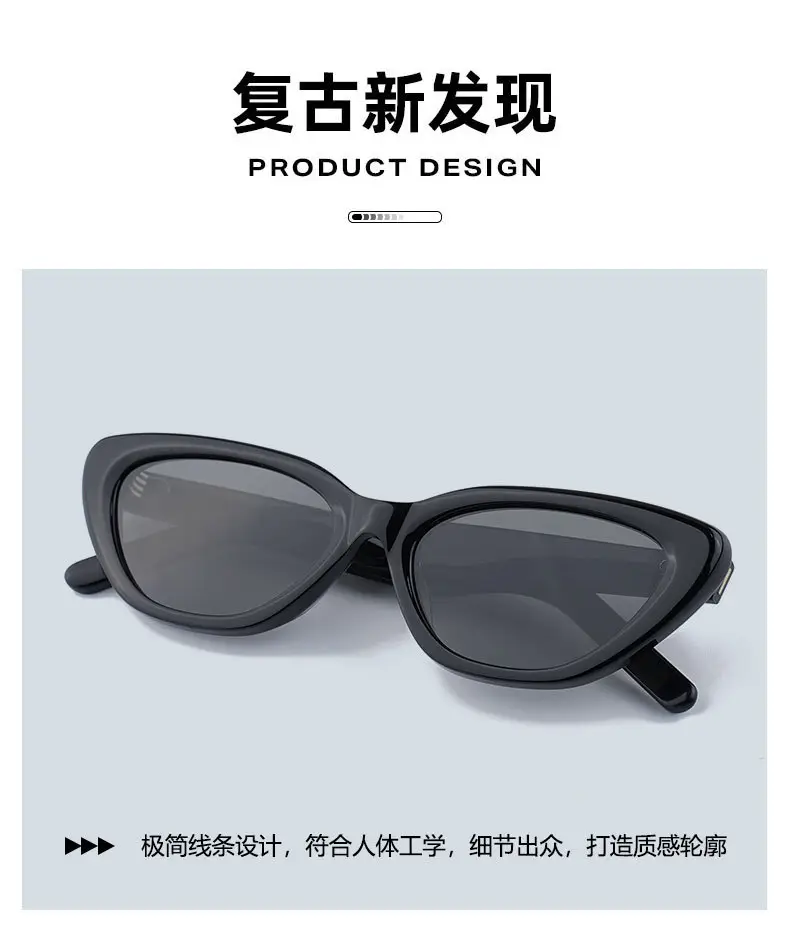 Women Retro Cat-Eye Sunglasses Black Acetate — feature 8