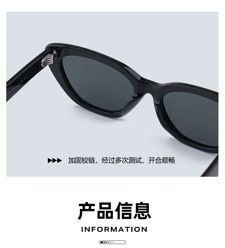 Women Retro Cat-Eye Sunglasses Black Acetate — feature 9