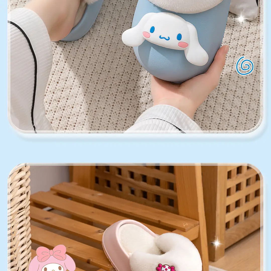Cinnamon Dog Cotton Slippers for Women Winter 2026 New Model Detachable Warm Hello Kitty Waterproof Plush Cotton Slippers for Women Winter — feature 18