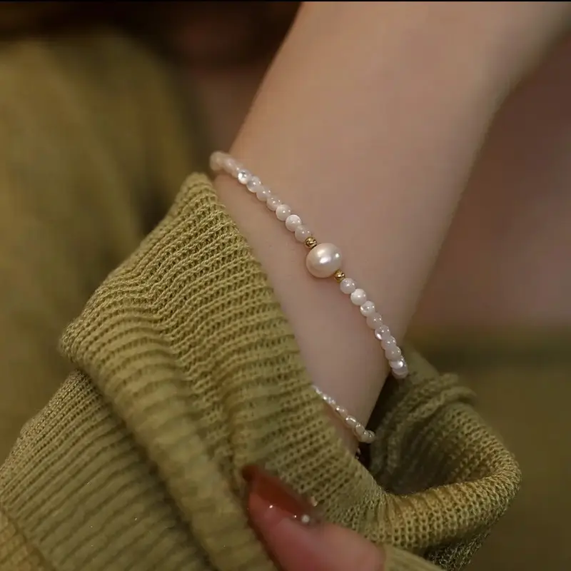 Broken Silver Pearl Bracelet for Girls Wholesale - Image 5