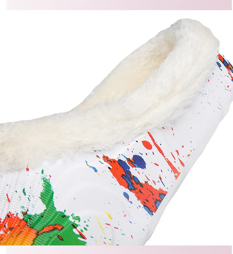 New fashion casual cotton slippers men's winter fleece-lined warm cotton shoes couple slippers indoor home drooping feeling — feature 6