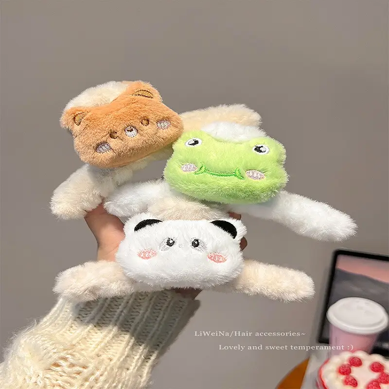 Cute Green Plush Bunny Hair Clip for Girls - Image 8