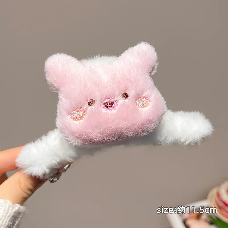 Cute Green Plush Bunny Hair Clip for Girls - Image 2