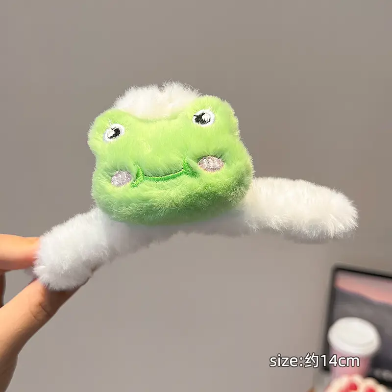 Cute Green Plush Bunny Hair Clip for Girls - Image 5
