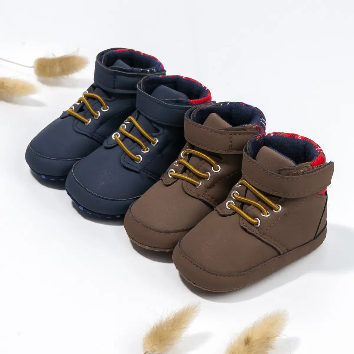 Brown High-Top Baby Shoes for 0-1 Years Old