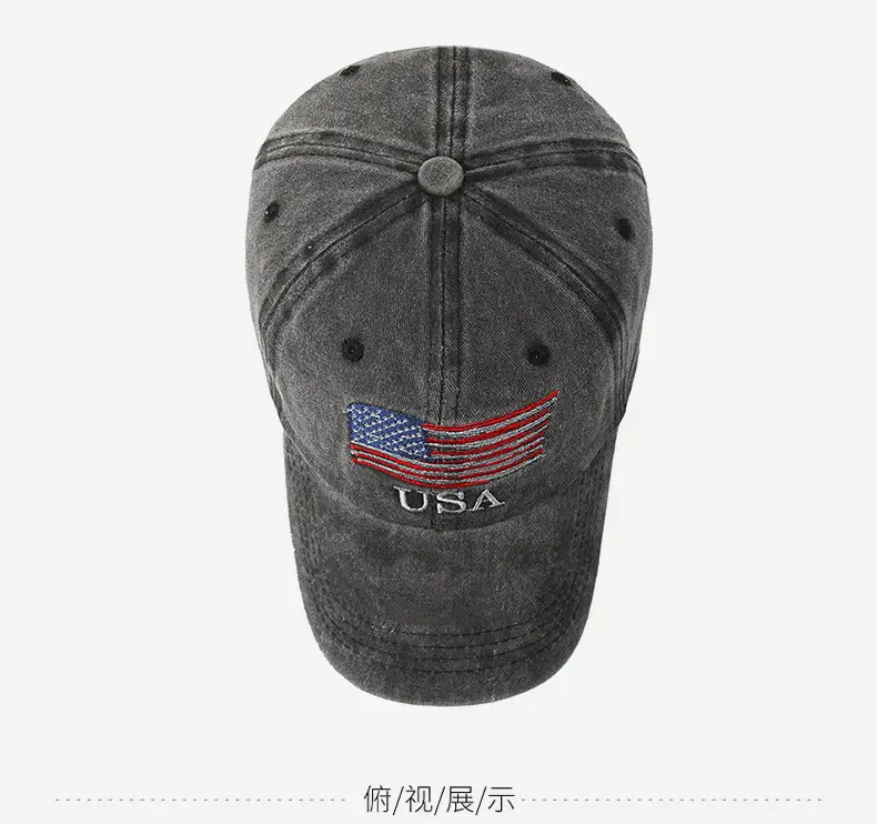 Men's Washed American Flag Cap Retro Baseball Sunshade — feature 11