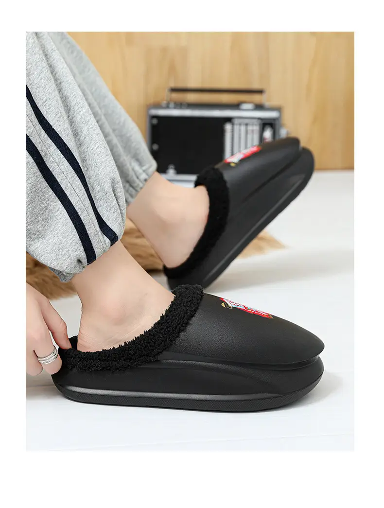 Men's Fleece Lined Winter Cotton Slippers Beige — feature 10