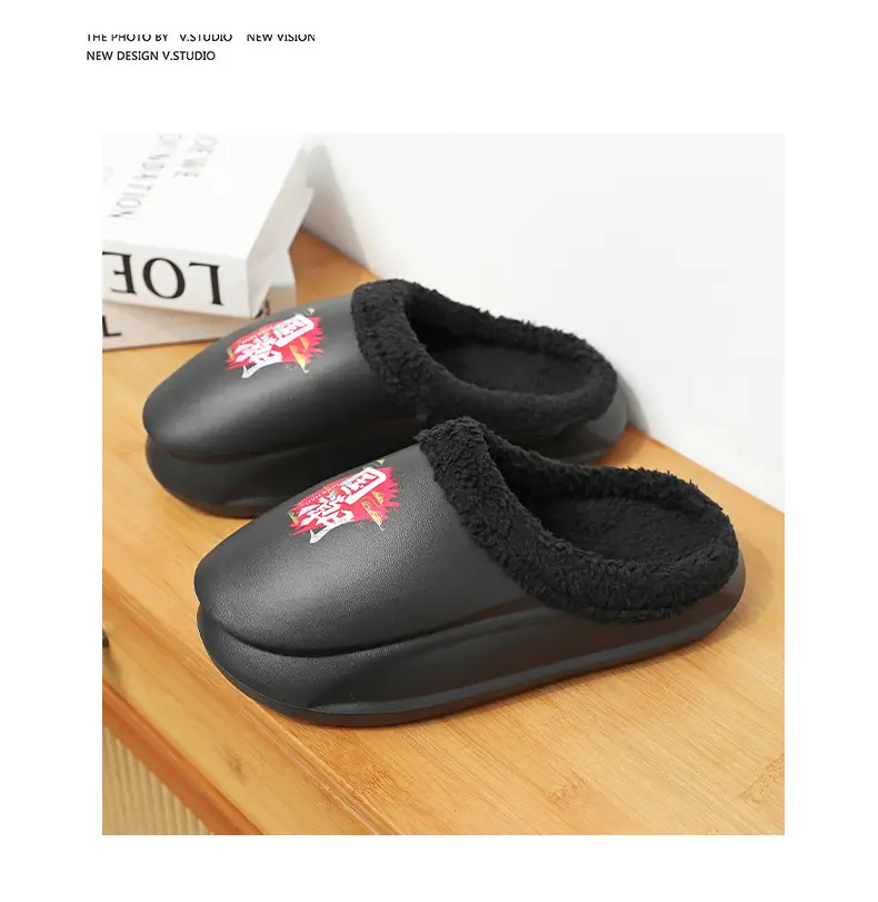 Men's Fleece Lined Winter Cotton Slippers Beige — feature 8
