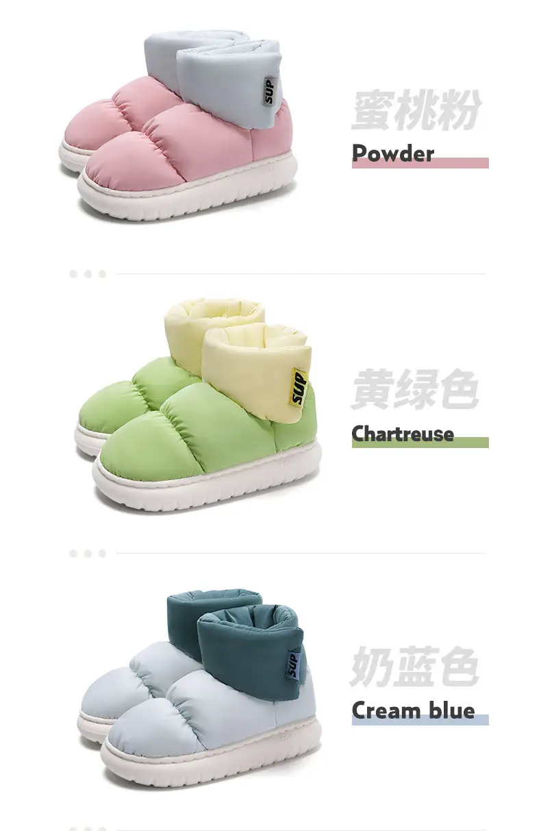 Waterproof Down Cloth Cotton Slippers Bag Heel Women's Winter Indoor Home fleece-lined Warm Non-Slip Cotton Shoes Men's Outer Wear — feature 21