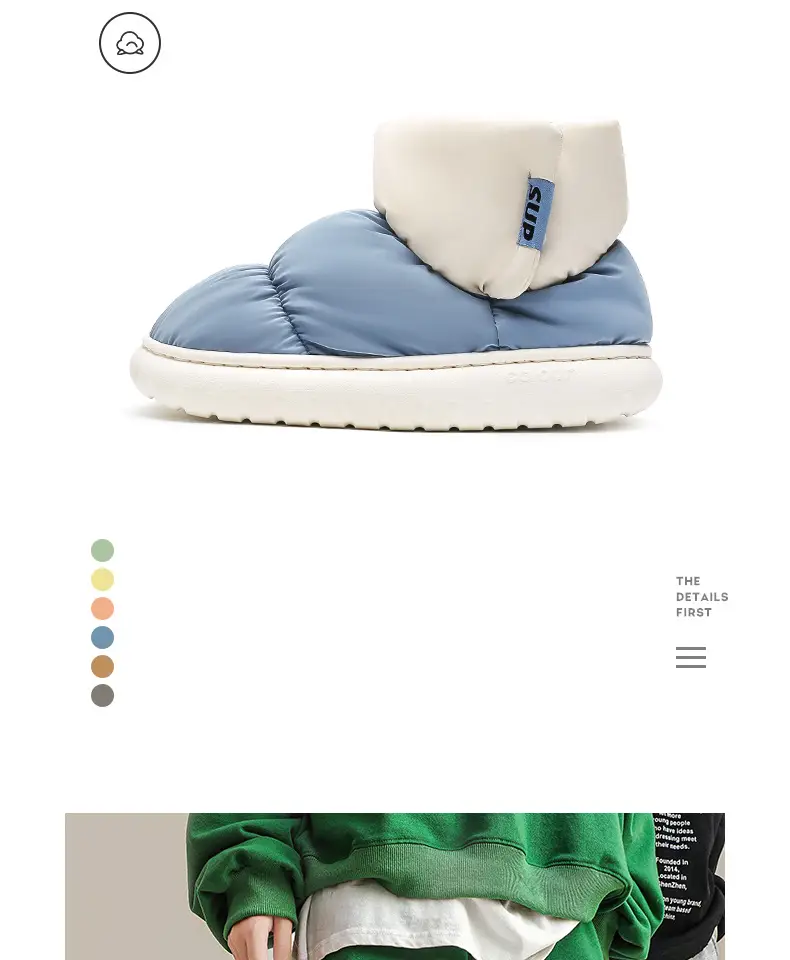 Waterproof Down Cloth Cotton Slippers Bag Heel Women's Winter Indoor Home fleece-lined Warm Non-Slip Cotton Shoes Men's Outer Wear — feature 3