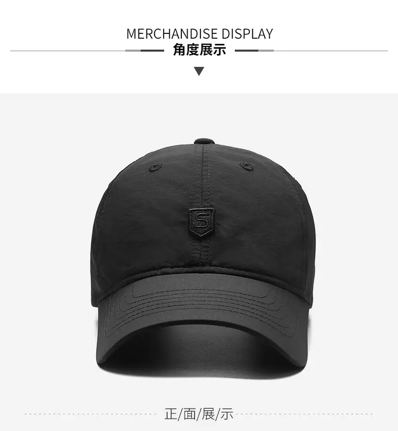 Men's Black Fast-Drying Baseball Cap with Logo — feature 9