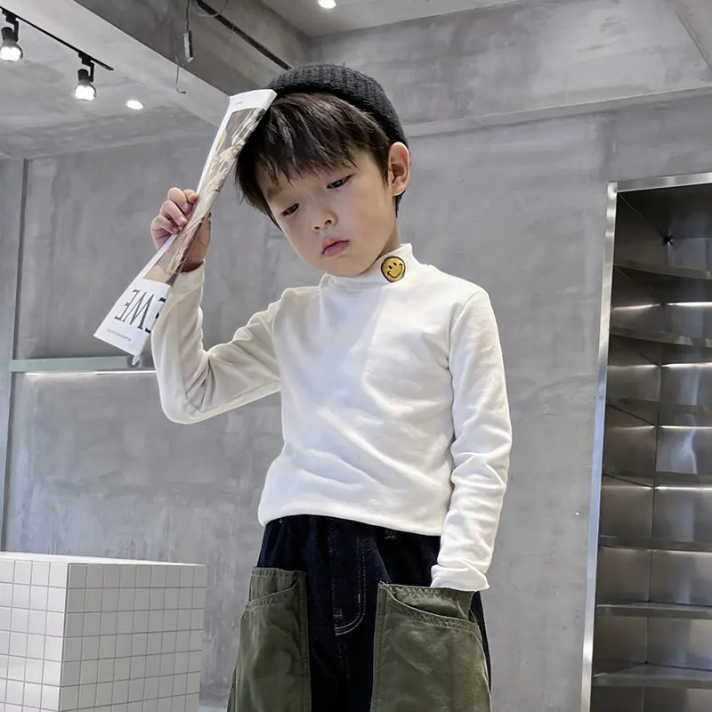 Boys Velvet Collar Shirt Winter 2024 Warm Long Sleeve T-Shirt - Image 4