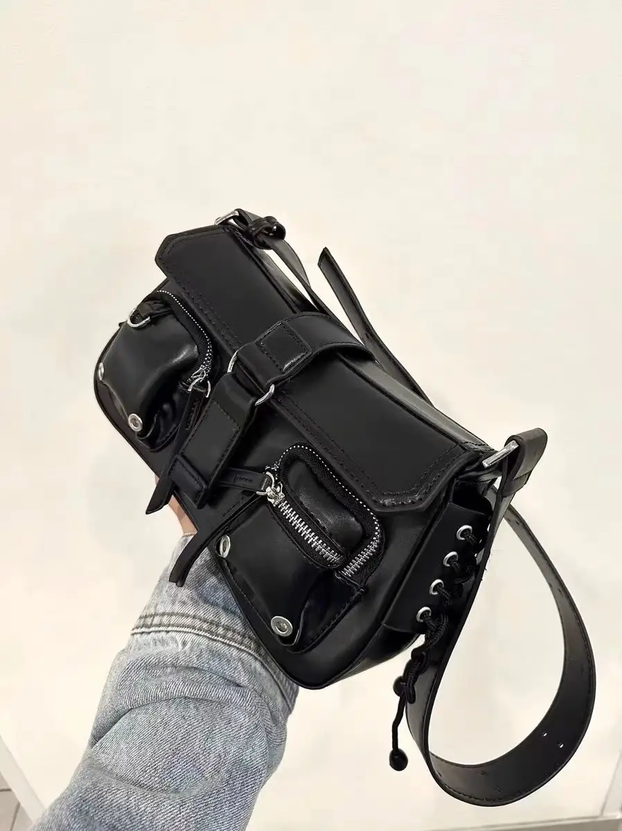Black Textured Shoulder & Crossbody Bag for Women 2026