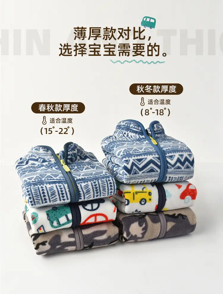 [Thick collection] children's fleece-lined polar fleece jacket printed fleece warm jacket for boys and girls wy1088 — feature 14