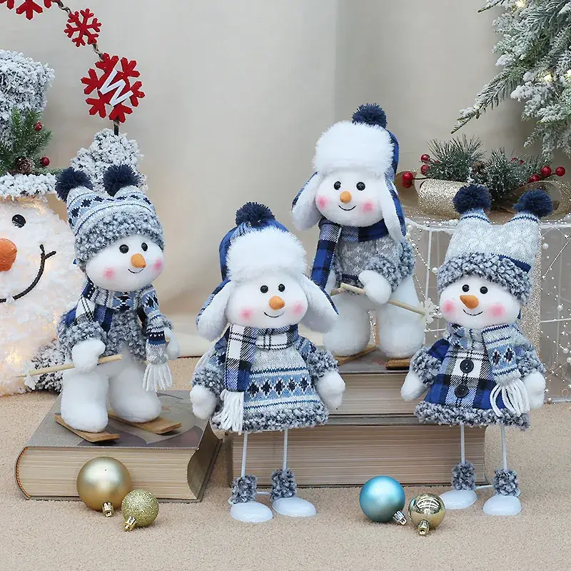 Cross-border Christmas Snowman Doll Blue Fabric Decor