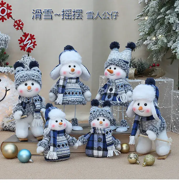 Cross-border Christmas Snowman Doll Blue Fabric Decor — feature 3