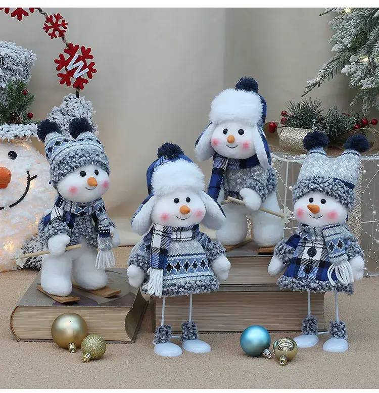 Cross-border Christmas Snowman Doll Blue Fabric Decor — feature 4