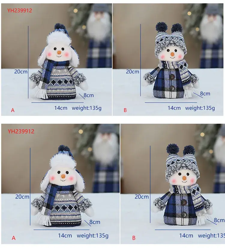 Cross-border Christmas Snowman Doll Blue Fabric Decor — feature 8