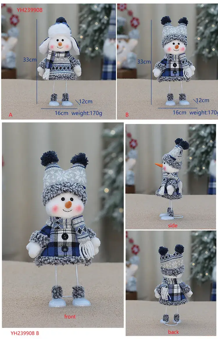 Cross-border Christmas Snowman Doll Blue Fabric Decor — feature 9