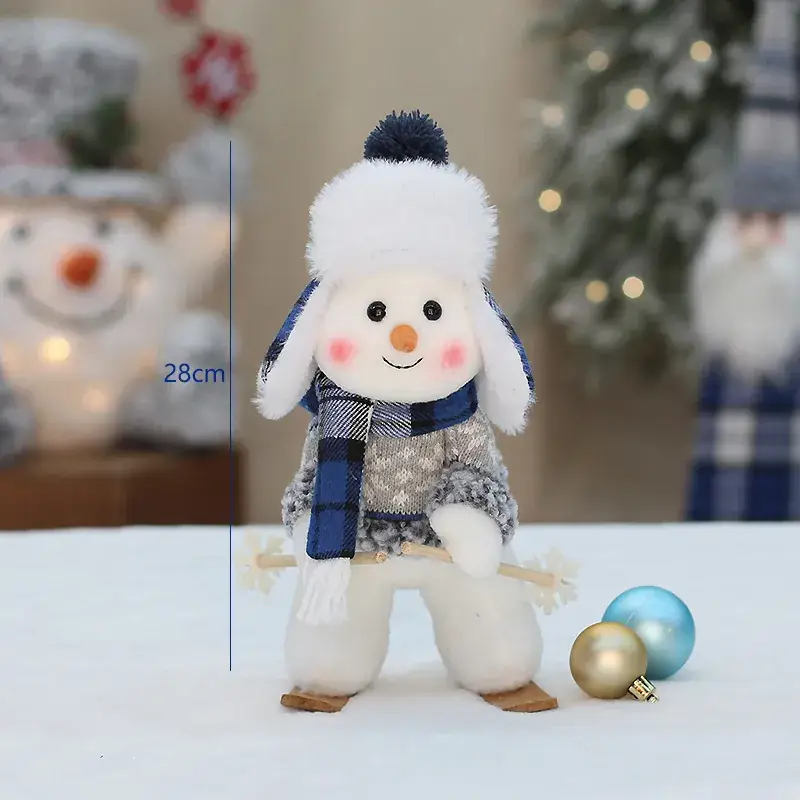 Cross-border Christmas Snowman Doll Blue Fabric Decor