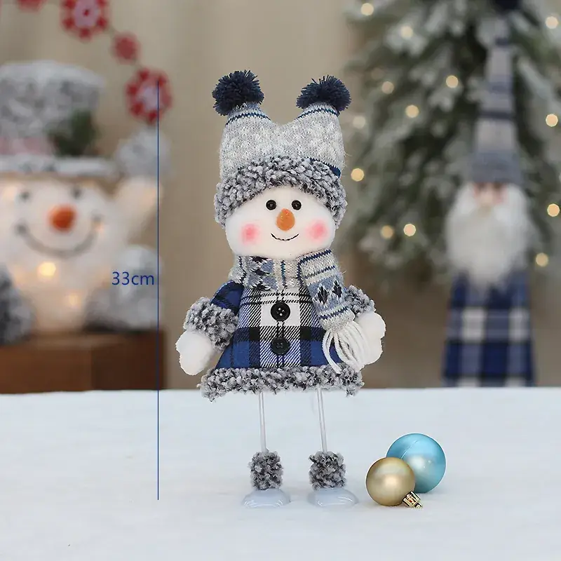 Cross-border Christmas Snowman Doll Blue Fabric Decor