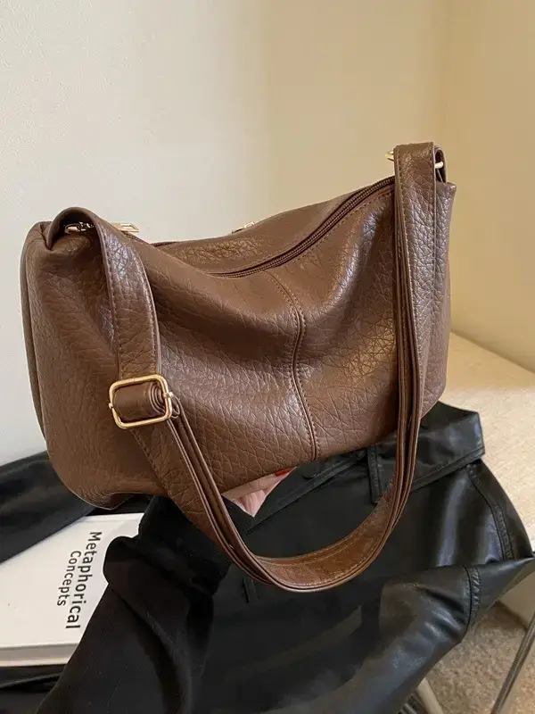 Brown Leather Shoulder Bag for Women 2023 Winter Commute - Image 5