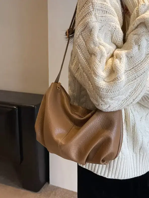 Brown Leather Shoulder Bag for Women 2023 Winter Commute - Image 7
