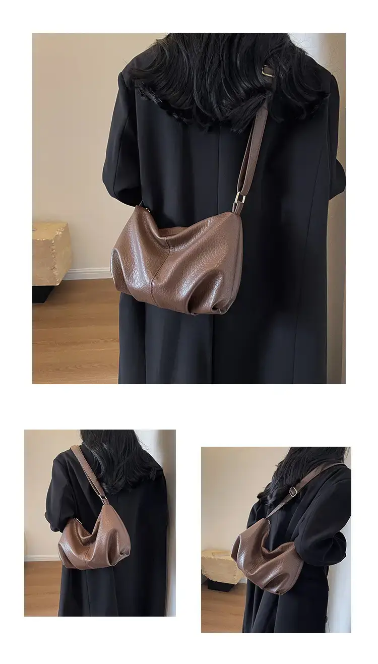 Brown Leather Shoulder Bag for Women 2023 Winter Commute — feature 10