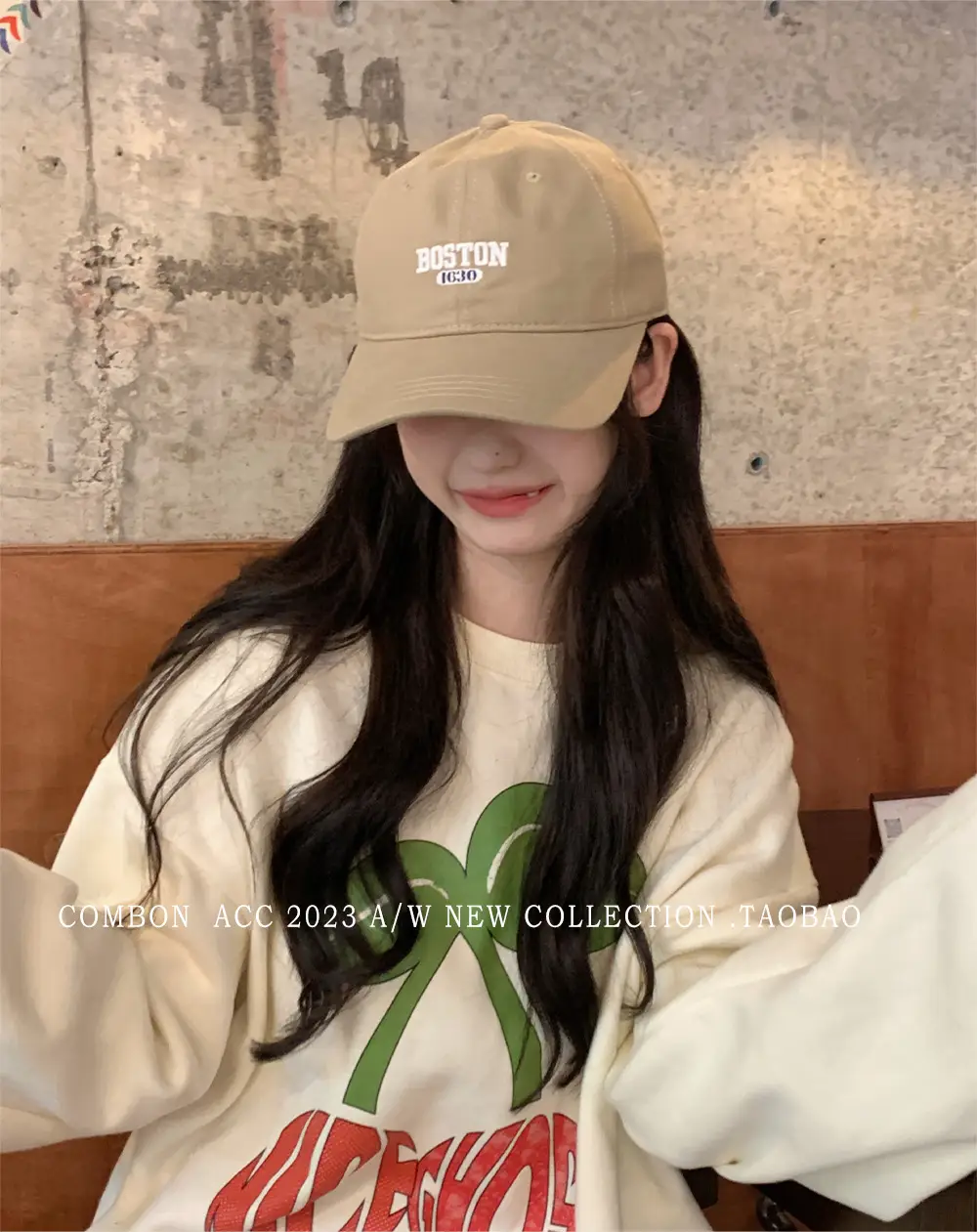 Boston Lettered Women's Cotton Cap Beige — feature 6