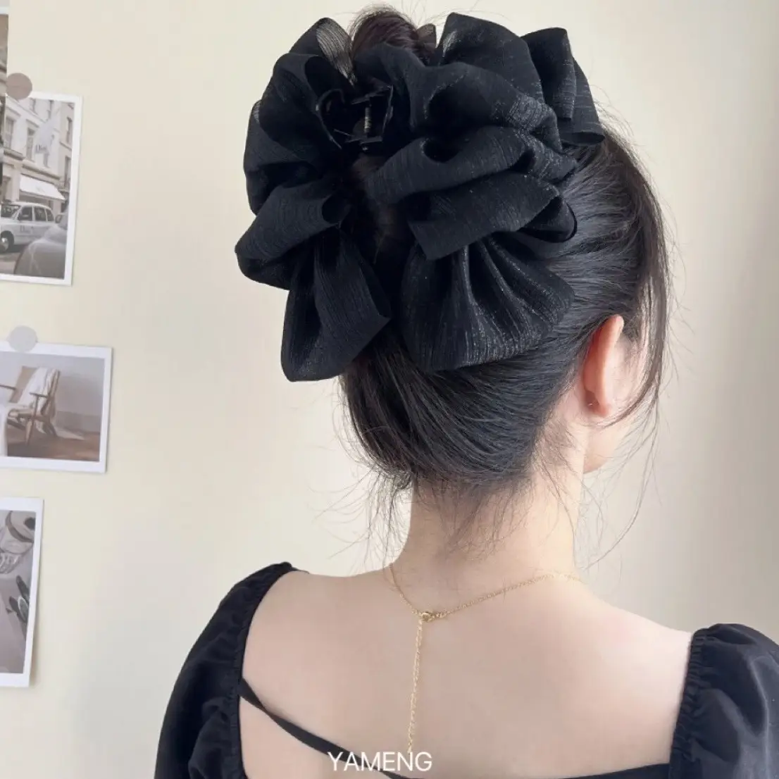 Black Large Bowknot Hair Clip for Women - Image 11