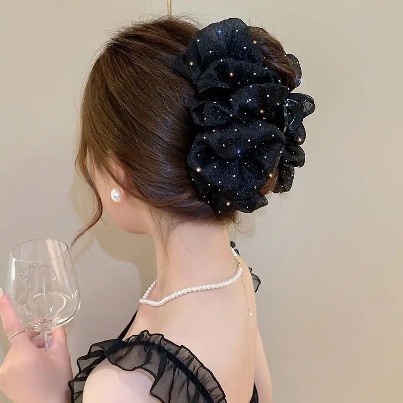 Black Large Bowknot Hair Clip for Women - Image 3