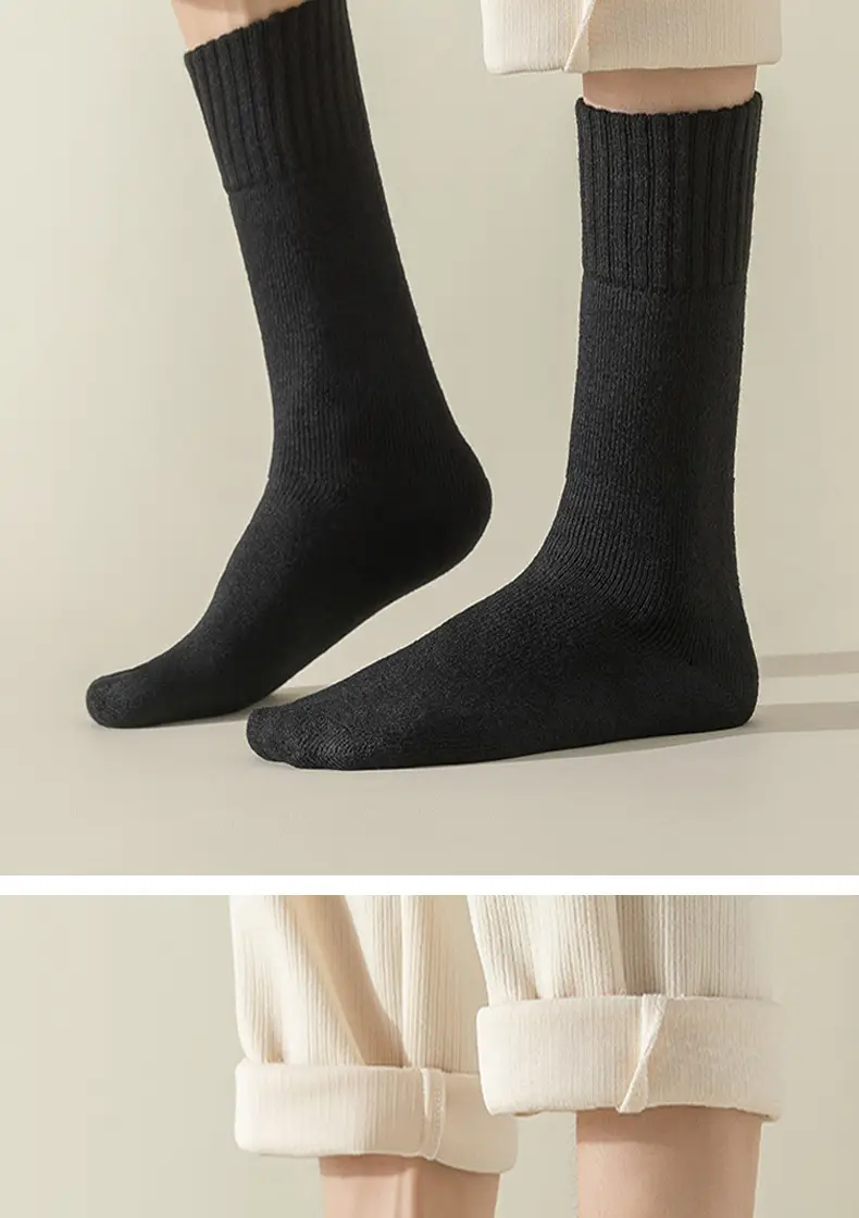 Long cashmere socks men's super thick warm fleece-lined thick northeast wool socks mid-high plush cold-resistant long socks — feature 21