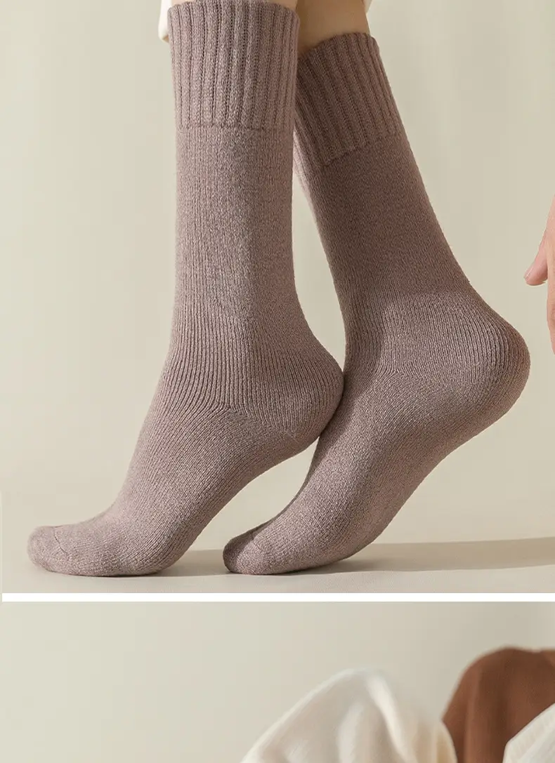 Long cashmere socks men's super thick warm fleece-lined thick northeast wool socks mid-high plush cold-resistant long socks — feature 23