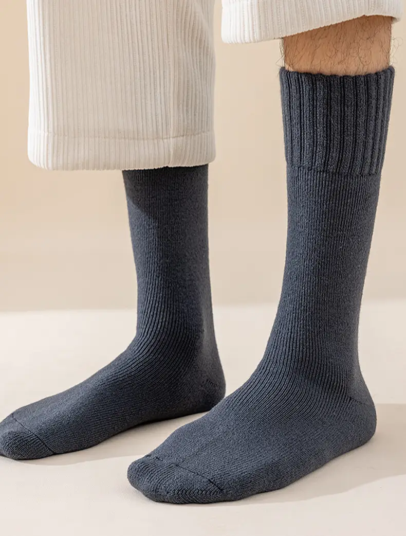 Long cashmere socks men's super thick warm fleece-lined thick northeast wool socks mid-high plush cold-resistant long socks — feature 25