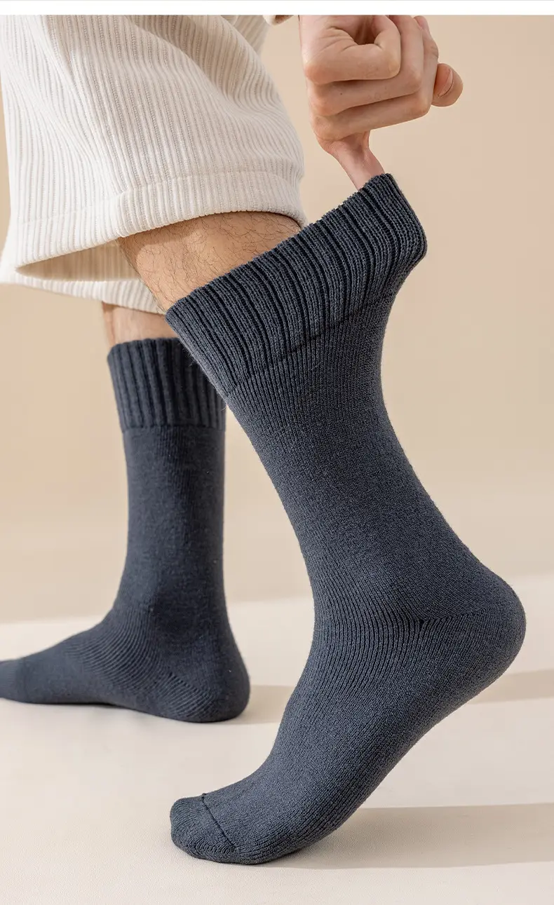 Long cashmere socks men's super thick warm fleece-lined thick northeast wool socks mid-high plush cold-resistant long socks — feature 26